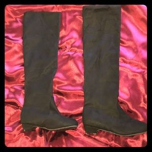 Black suede knee-high boots. Size 7